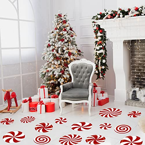 Peppermint Christmas Floor & Wall Decals 14-Piece Candy Cane 3D Self-Adhesive Sticker Set