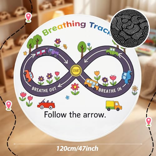 4ft Calming Corner Rug with Breathing Track - Soft Non-Slip Round Mat