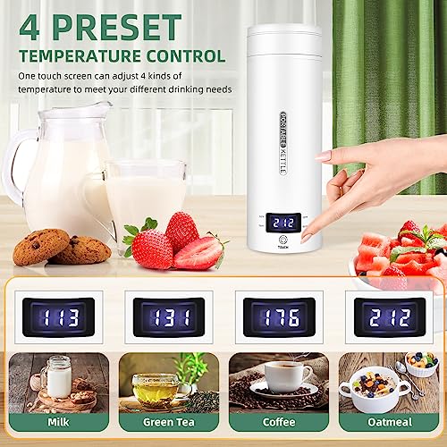 Portable Electric Travel Kettle, 450ml Stainless Steel Water Boiler
