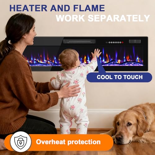 72 Inch Ultra Thin Electric Fireplace Wall Mounted Heater