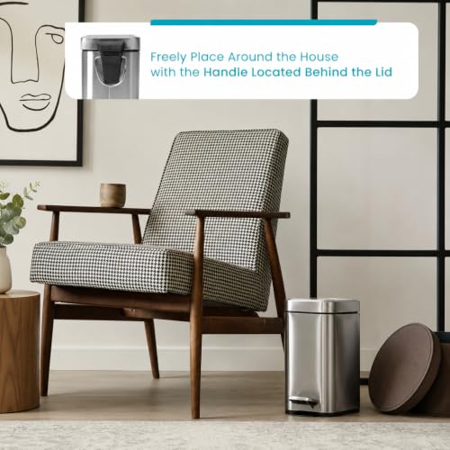 Small Stainless Steel Trash Can with Soft-Close Lid 1.3 Gallon
