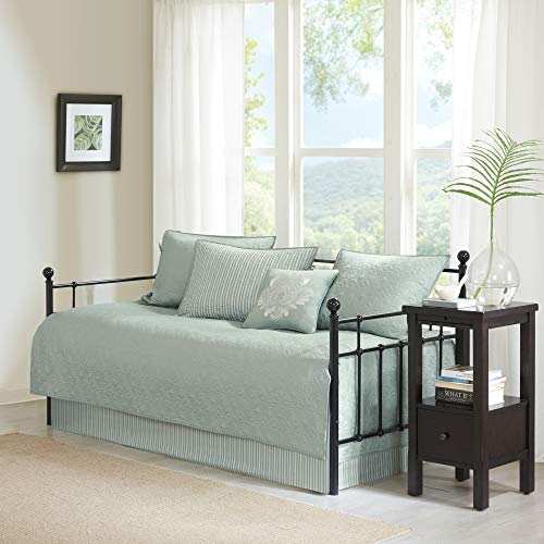 Reversible Daybed Cover Set - 6 Piece Quilted Bedding Set (39" x 75", Seafoam)