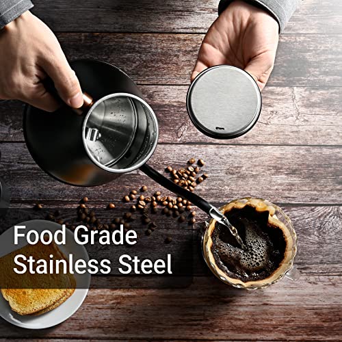 Electric Gooseneck Kettle, 800ml Stainless Steel Water Boiler, Matte Black