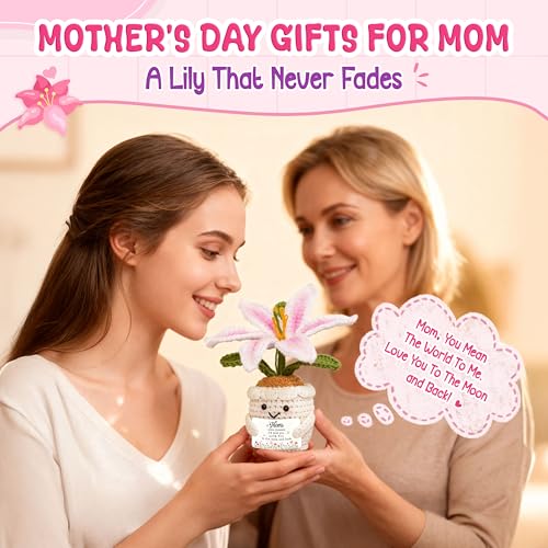 Handmade Crochet Lily Flower Gift for Mom - Emotional Support Desk Decor