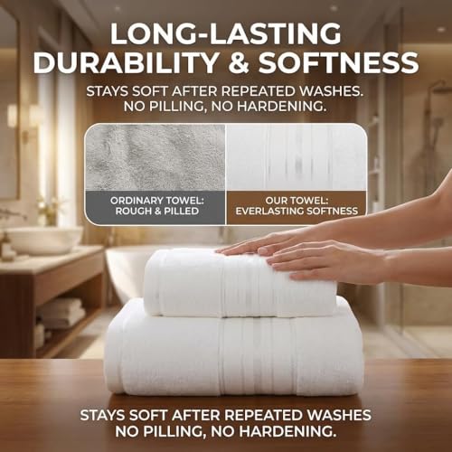 3-Piece Luxury Cotton Bath Towel Set, Ultra Soft & Absorbent Hotel Style