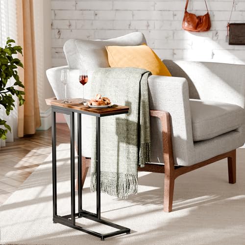 C-Shaped Side Table Set of 2, Slim Sofa Couch Table for Small Spaces