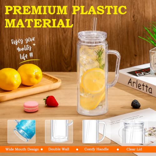 20 oz Acrylic Snow Globe Tumbler with Handle (6 Pack) - Pre-Drilled DIY Cup