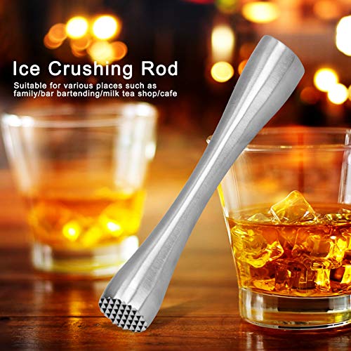 8-Inch Stainless Steel Cocktail Muddler - Heavy Duty Bar Tool for Fruit & Ice Crushing