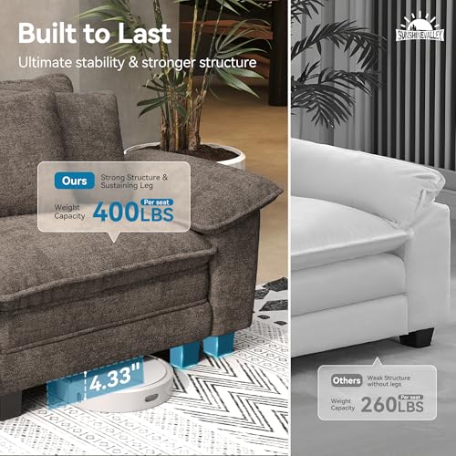2-Piece Modular Chenille Sofa Set - Deep Seat Loveseat and 3-Seater Couch