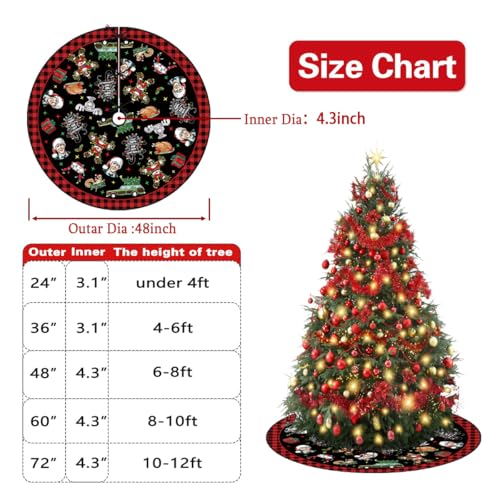 Christmas Tree Skirt 48 Inch - New Year Xmas Decor for Home 6-8 ft Trees