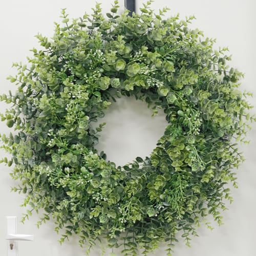26-Inch Artificial Boxwood Wreath for Front Door, Indoor & Outdoor Decor