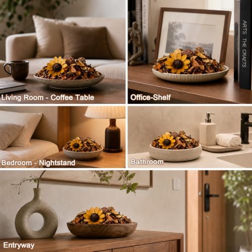 Sandalwood Scented Potpourri Bowl Filler Set with Essential Oil