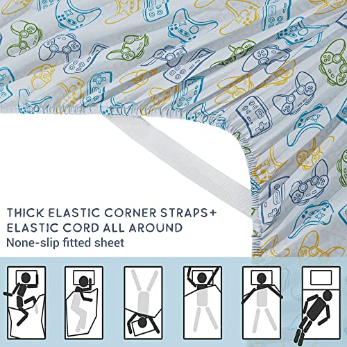 Viviland Kids Video Game Controller Twin Sheet Set - 3 Piece Microfiber