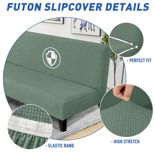 Stretch Armless Futon Cover, Full Size, Washable Jacquard Fabric