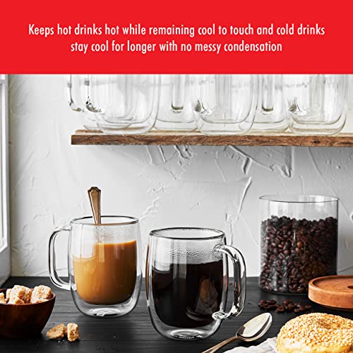 Zwilling Sorrento Plus 2-Piece Double Wall Insulated Glass Coffee Mug Set 12.8oz