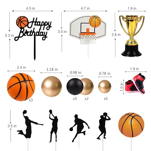 25-Piece Basketball Cake Topper Set for Sports Birthday Party