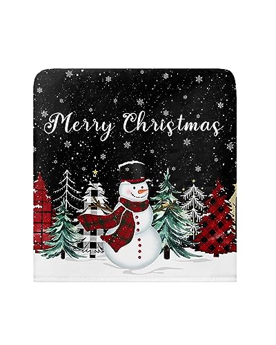 Set of 6 Black Snowman Christmas Chair Covers - Winter Snowflake Slipcovers for Dining Chairs