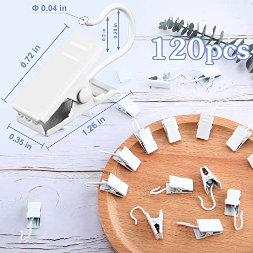 120-Piece Small White Metal Curtain Clip Hooks for Hanging Decor and Photos