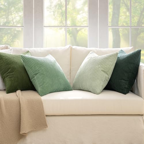 MIULEE Soft Corduroy Decorative Throw Pillow Covers - 18x18 Set of 4