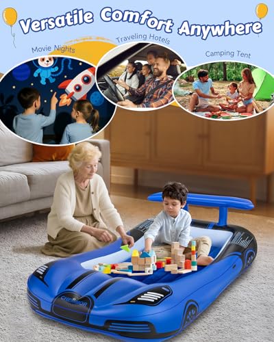 Inflatable Toddler Travel Bed with Safety Bumpers & Electric Pump, Portable