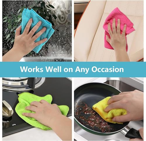 HOMEXCEL 12-Pack Microfiber Cleaning Cloths 11.5x11.5in Lint-Free Towels