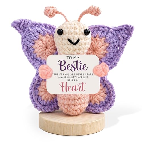 PORSWISH Style 3 Handmade Crochet Butterfly Friendship Gift for Women, BFF, Long Distance, Birthday, Keepsake