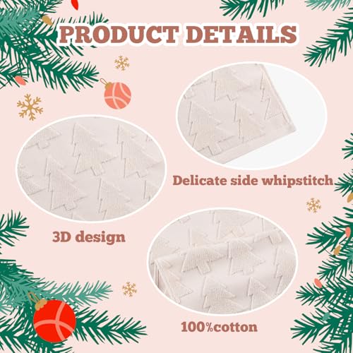 Quera Christmas Tree Beige Hand Towels Set - Holiday Decor, 2 Pack, 13.7" x 29.5"