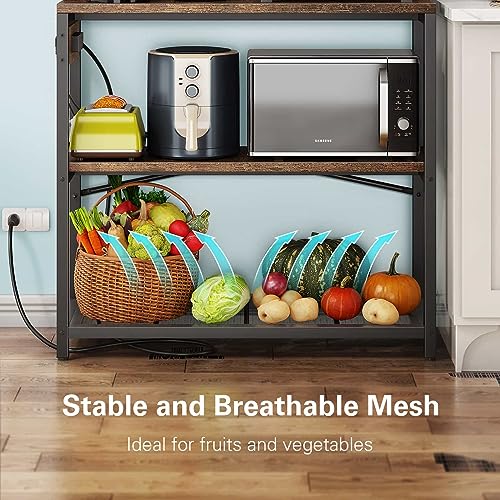 5-Tier Bakers Rack with Power Outlets, 38-Inch Microwave Stand Storage