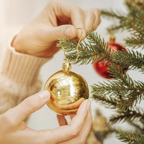 Gold Christmas Ornament Hooks - 100 Pack C-Shaped Hangers