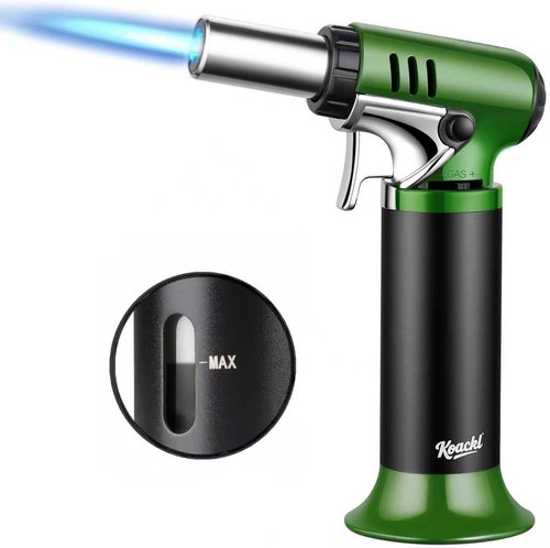 KOACKL Refillable Butane Torch - Adjustable Flame with Safety Lock & Fuel Gauge - Ideal for Welding & Resin Art