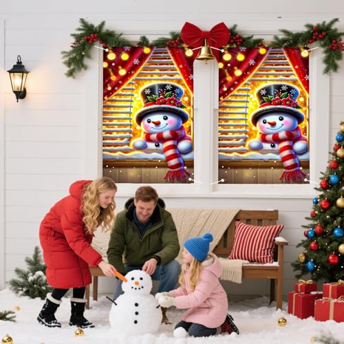 Nuxovilar hd05694 Snowman Christmas Window Cover Banner 31x47in Polyester