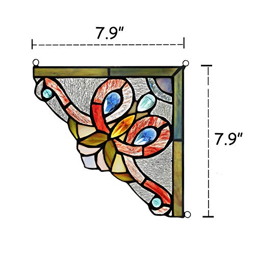 Victorian Stained Glass Window Panels Set - 8" Wide, 2pcs