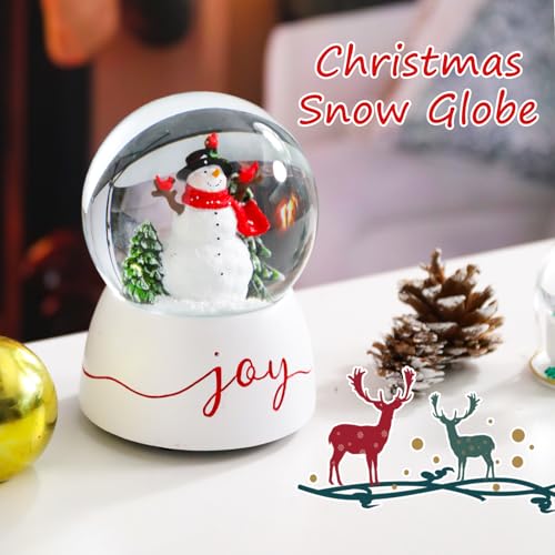 MUMTOP Snowman Snow Globe with Red Cardinal Music Lighted Swirling Glitter for Christmas Decor