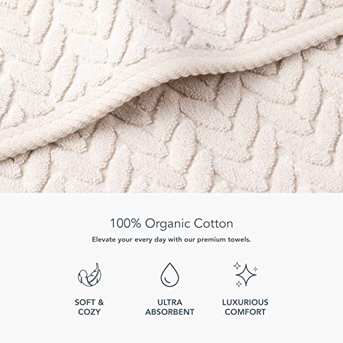 6-Piece Organic Cotton Jacquard Bath Towel Set, Extra Absorbent Plush Towels