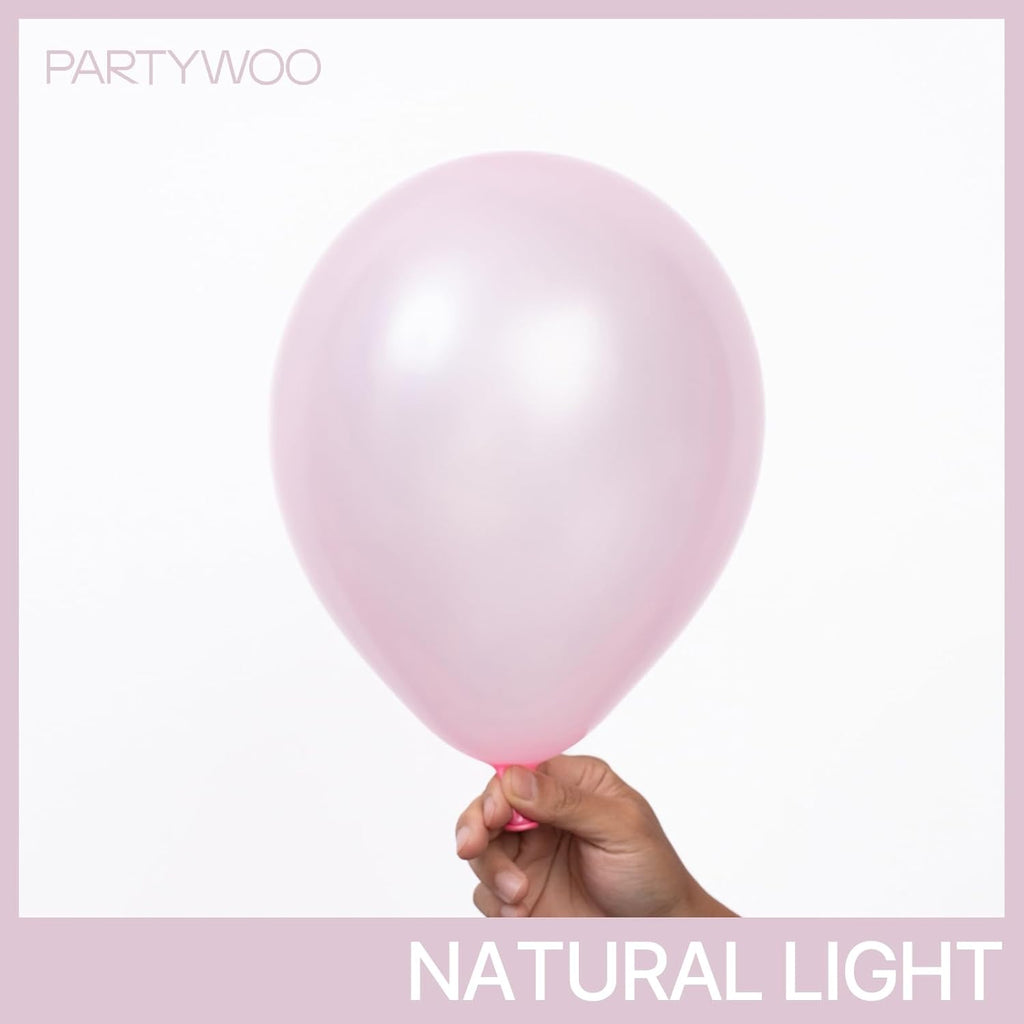 PartyWoo Light Pink Balloons - 50 Pcs 12-Inch Pearl Pastel Latex for Baby Shower & Birthday Parties