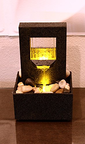LED Relaxation Water Fountain with Raining Spouts and River Rocks