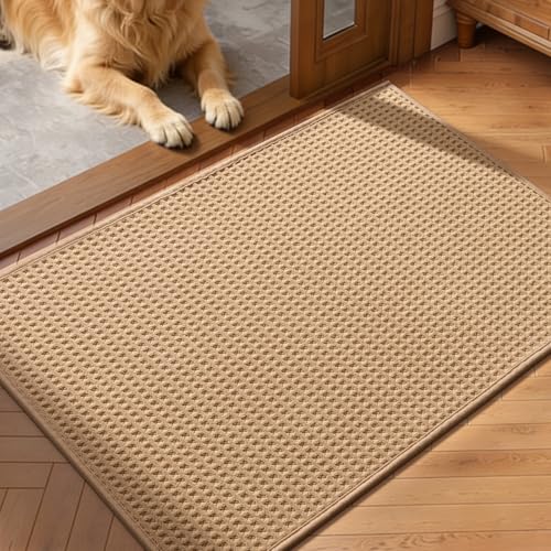 24" x 36" Indoor Entryway Door Mat, Non-Slip Washable Floor Mat - Khaki