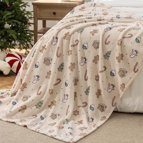 Sushing Confections Grain Fleece Christmas Throw 60x70 Inches Soft Plush Cozy Decor