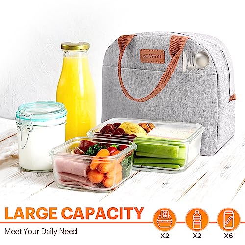 EASYFUN Insulated Lunch Bag for Men and Women, Grey Leakproof Lunch Box