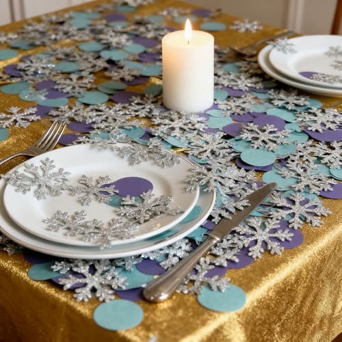 100Pcs Winter Snowflake & Circle Confetti Set for Holiday Parties