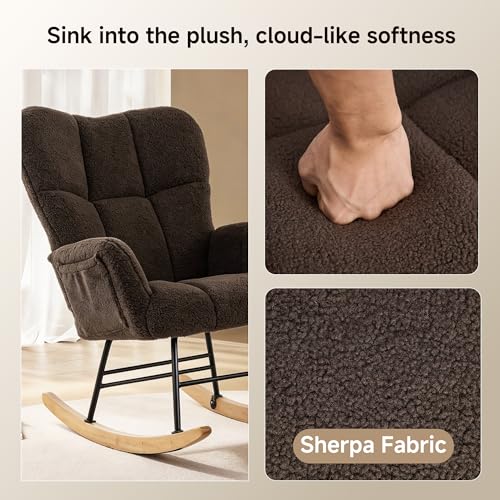 Teddy Sherpa Rocking Chair with Ottoman, Padded Nursery Glider