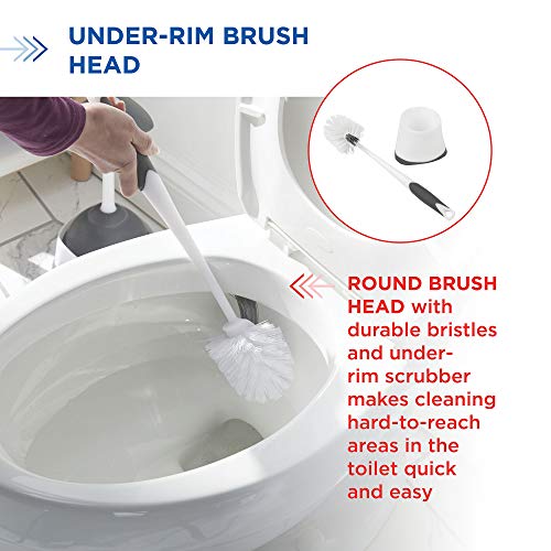 Clorox Corner Toilet Bowl Brush and Holder Set with Under-Rim Scrubber