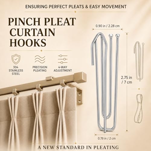 90pcs Stainless Steel 4-Prong Curtain Pleat Hooks for Drapery