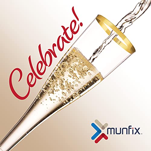 Gold Rim Disposable Plastic Champagne Flutes 5 Oz Pack of 100 - Elegant Partyware