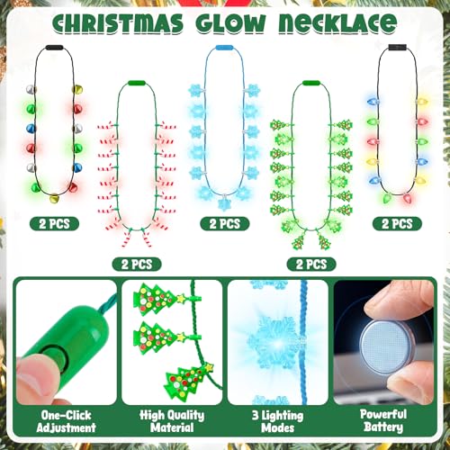 Traplace 10 Pack Christmas Light Up Necklaces for Parties & Holidays