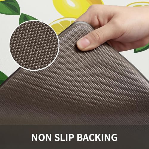 White Lemon Anti-Fatigue Kitchen Mat Set 2PC, 17.3 x 29 & 17.3 x 47 Inches