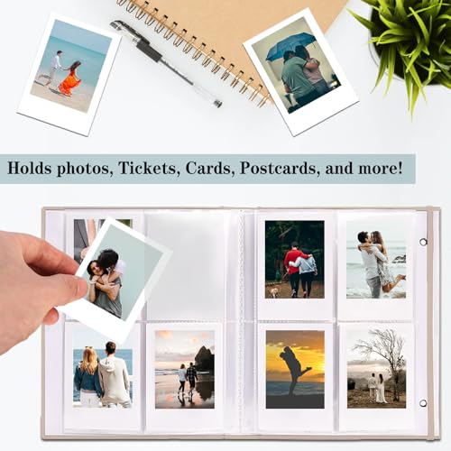 Linen Hardcover Photo Album for 2x3 Instant Film, Holds 208 Photos, Beige