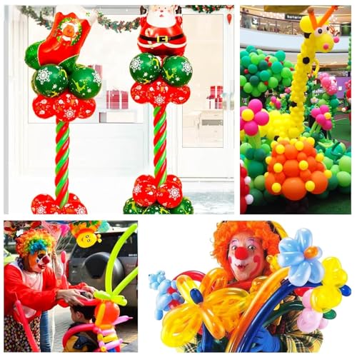 ASIYUHY 260 Long Twisting Animal Balloons 100-Pack Assorted Color Latex Modeling Magic Balloons for Party Decor