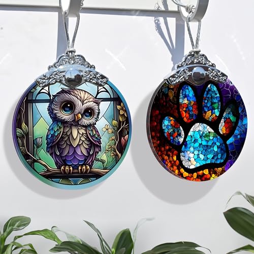 Stained Glass Pet Christmas Ornament, 3-Inch Holiday Tree Decoration
