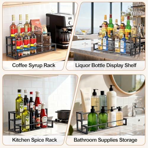 Expandable Coffee Syrup Organizer - Adjustable 6 to 12 Bottle Rack Stand